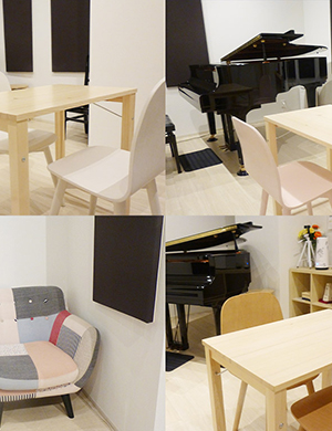 全スタジオにテーブル(折り畳み式)やソファーを配置